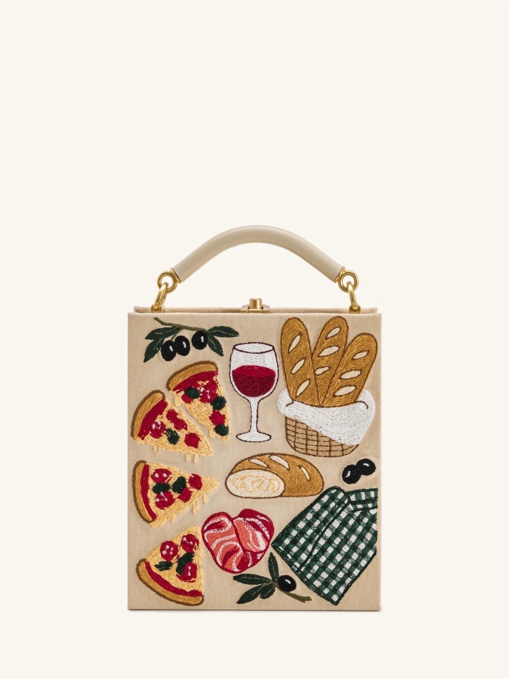 JW Pei Elle Picnic Pattern Book Top Handle Bag - Khaki